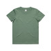 A green kids' staple tee with a classic crew neck design and a label inside the neckline.