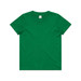 A green children's t-shirt featuring a round neckline and short sleeves. It has a label inside and a small logo on it. A green children's t-shirt featuring a round neckline and short sleeves. It has a label inside and a small logo on it.