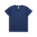 A navy blue kids' staple tee with a classic crew neck design and short sleeves. It has a label inside.