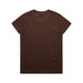 A brown t-shirt with short sleeves and a plain back. It features a logo on the back. A brown t-shirt with short sleeves and a plain back. It features a logo on the back.