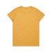 A yellow T-shirt with a plain back and a logo on the neckline.