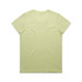 A light green T-shirt with a round neckline and short sleeves, featuring a logo.