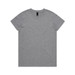 A grey t-shirt featuring a crew neck design and an attached logo.