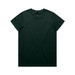 A dark green T-shirt with a crew neckline and short sleeves, featuring a logo on the neck label.