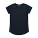 A black women's t-shirt with a round neckline and short sleeves, featuring a logo on the inside label. A black women's t-shirt with a round neckline and short sleeves, featuring a logo on the inside label.