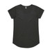A black t-shirt with short sleeves and a rounded neckline, featuring a subtle branding logo. A black t-shirt with short sleeves and a rounded neckline, featuring a subtle branding logo.
