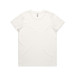 A plain white t-shirt, featuring a crew neck and short sleeves, with a logo on the inside label.