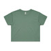 A green cropped t-shirt with a simple design and short sleeves, featuring a logo at the neckline. A green cropped t-shirt with a simple design and short sleeves, featuring a logo at the neckline.
