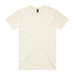 A plain cream-coloured T-shirt featuring short sleeves and a round neckline, with a logo on the label.