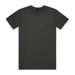 A dark green t-shirt with a classic crew neckline and short sleeves, featuring a logo label.