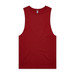 A red singlet tank top with a round neckline and no sleeves, featuring a logo on the label. A red singlet tank top with a round neckline and no sleeves, featuring a logo on the label.