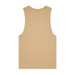 A tan singlet tank top with a smooth texture and a simple design. The top has no visible logos or branding. A tan singlet tank top with a smooth texture and a simple design. The top has no visible logos or branding.