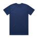 A navy blue classic T-shirt with a round neckline and short sleeves, featuring a logo.