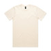 A cream-coloured classic t-shirt with a round neck and short sleeves, featuring a logo.