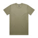 A classic olive green T-shirt with a round neckline and short sleeves, featuring a logo on the label.