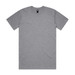 A grey classic T-shirt with short sleeves and a round neck, featuring a logo at the neckline.