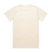 A beige Classic Tee featuring a plain design and a simple fit, with a logo on the back.
