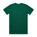 A green classic tee with a plain design, featuring a logo on the back.
