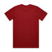 A red classic T-shirt with short sleeves and a plain back. The shirt features a logo.