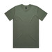 A classic olive green T-shirt with a crew neckline, featuring a logo at the neck.