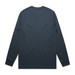 A long-sleeved t-shirt in dark blue with a plain back and fitted cuffs, featuring a small logo at the neckline.