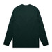 A dark green long-sleeve t-shirt with a plain back and fitted sleeves, featuring a logo. A dark green long-sleeve t-shirt with a plain back and fitted sleeves, featuring a logo.