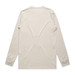 A long-sleeved beige t-shirt, featuring a crew neck and fitted cuffs. The back is plain with no designs.