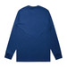 A long-sleeve tee in navy blue, featuring a simple design and a logo on the back.