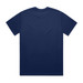 A navy heavy t-shirt with a standard crew neck and short sleeves, featuring a brand logo.