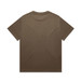 A brown short-sleeve t-shirt with a simple design and no visible front graphics. It features a logo on the label.