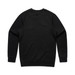 A black jumper features a simple and smooth design with a round neckline and long sleeves. It has a logo on the back. A black jumper features a simple and smooth design with a round neckline and long sleeves. It has a logo on the back.