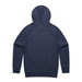 A navy hoodie with a kangaroo pocket and a hood, featuring a logo on the back. A navy hoodie with a kangaroo pocket and a hood, featuring a logo on the back.