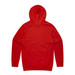 A red hoodie with a hood and long sleeves, featuring raglan sleeves and a seamless back design.