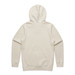 A cream-coloured hoodie with a hood and long sleeves, featuring a back view and a subtle branding logo.