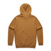 A brown jumper with a hood, featuring long sleeves and a plain back. It has a logo on it.