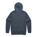 A grey hoodie featuring a hood and long sleeves, with a simple design and branding on the back.