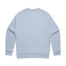 A light blue sweater with a simple design and a branding logo on the back. A light blue sweater with a simple design and a branding logo on the back.
