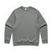 A grey jumper with a classic crew neckline and long sleeves. The garment has a smooth texture and features a logo. A grey jumper with a classic crew neckline and long sleeves. The garment has a smooth texture and features a logo.
