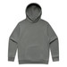 A grey hoodie with a front pocket and a hood. It features a branding logo. A grey hoodie with a front pocket and a hood. It features a branding logo.