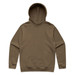 A brown hoodie featuring a front pocket and a drawstring hood. It has a logo on the front. A brown hoodie featuring a front pocket and a drawstring hood. It has a logo on the front.