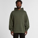 A green hoodie with a spacious fit, featuring a front pocket and a large hood. It includes a logo on the front. A green hoodie with a spacious fit, featuring a front pocket and a large hood. It includes a logo on the front.