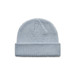 A light blue beanie with a foldable cuff and a textured knit design. Includes a logo.