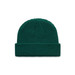 A green knitted beanie with a folded cuff and textured detailing. It features a small logo. A green knitted beanie with a folded cuff and textured detailing. It features a small logo.