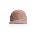 A pink corduroy cap featuring a rounded crown and a curved brim, showcasing a minimalist design.