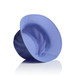 A blue nylon bucket hat with a wide brim, displaying a logo on the side. The interior is smooth and structured. A blue nylon bucket hat with a wide brim, displaying a logo on the side. The interior is smooth and structured.
