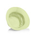 A light green nylon bucket hat with an inner lining, featuring a logo inside.