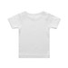 A white infant T-shirt with short sleeves and a plain back, featuring a logo. A white infant T-shirt with short sleeves and a plain back, featuring a logo.