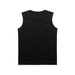 A black sleeveless tank top with a simple design, featuring a logo at the back. A black sleeveless tank top with a simple design, featuring a logo at the back.