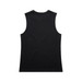 A black sleeveless tank top with a smooth finish and no visible design elements, featuring a logo on the label. A black sleeveless tank top with a smooth finish and no visible design elements, featuring a logo on the label.