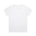 A white classic t-shirt with a simple design and a crew neck. It features a subtle branding logo.